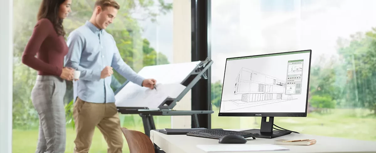 a work Enviroment with Philips Low impact monitors
